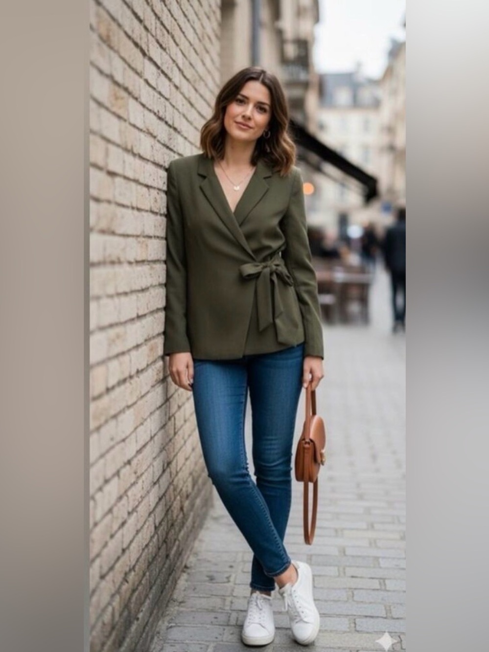 SPANX Crepe‎ Wrap Blazer
Jacket Midnight Olive size xl NWT